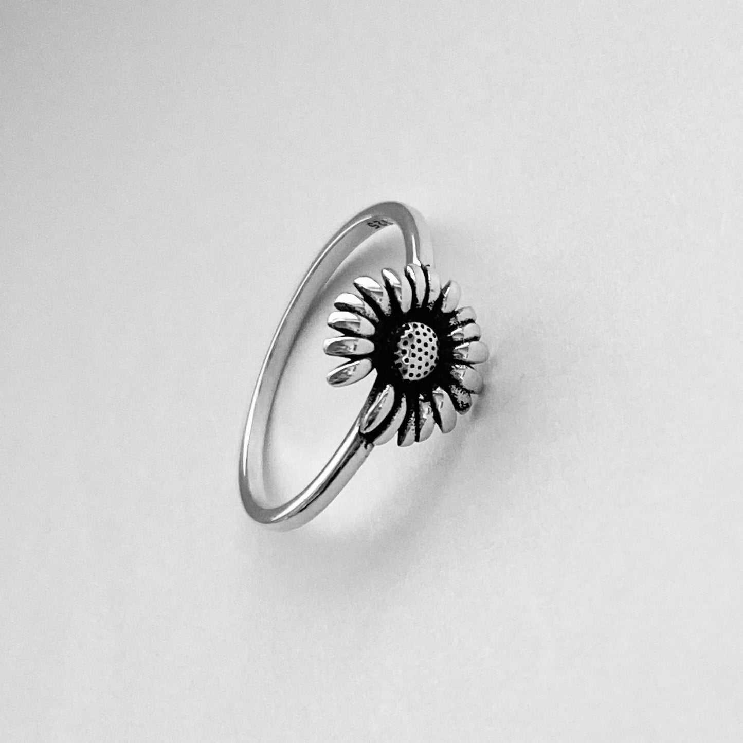 Dainty Sunflower Missing a Petal Sterling Silver Ring, Dainty Ring, Sunflower Ring, Boho Ring, Flower Ring, Floral Ring, Love Ring.