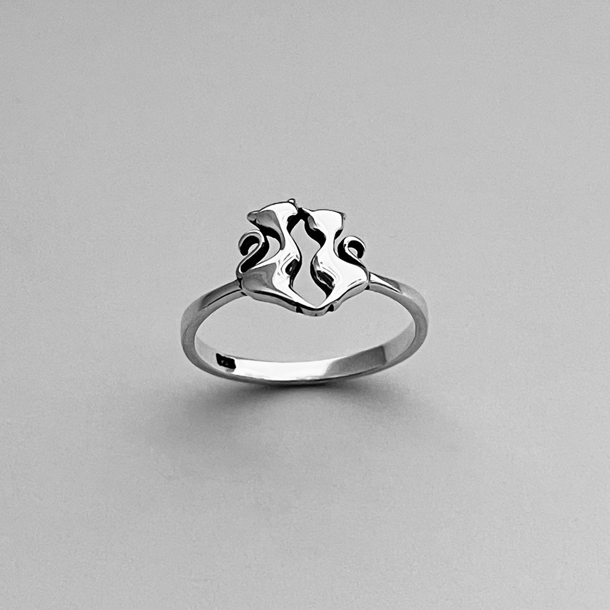 Sterling Silver Cats Ring, Mother Daughter Cats Ring, Father Daughter or Son Cats Ring, Cats Lover Ring, Kitty Ring, Silver Cats Ring