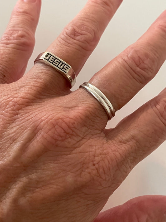 Sterling Silver Jesus Ring: Unisex Religious Statement Band