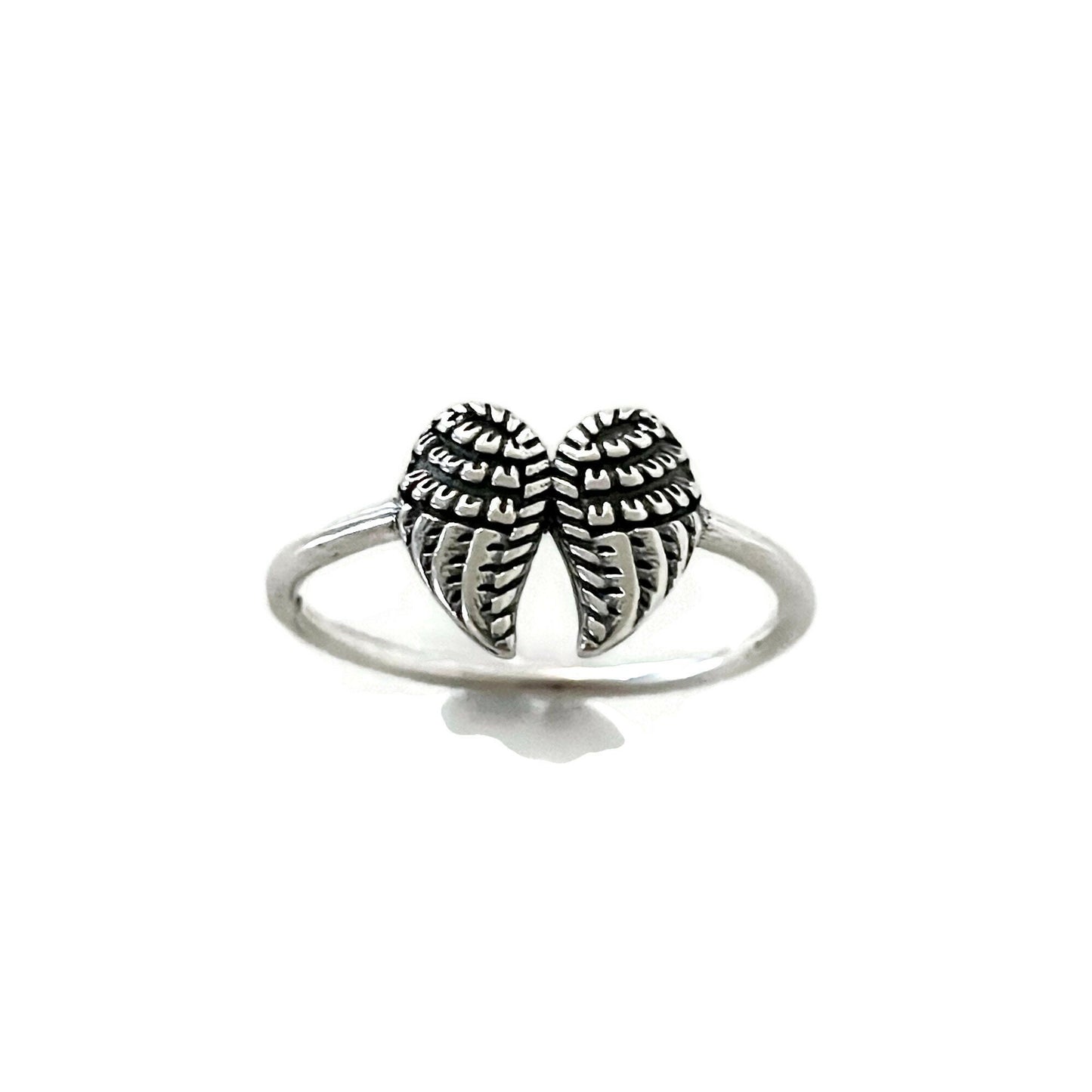 Sterling Silver Angel Wing Ring: Dainty Boho Religious Jewelry