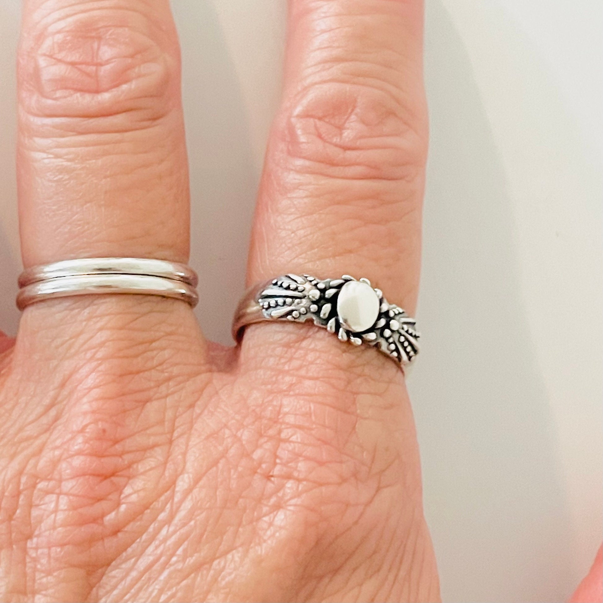 Oxidized Sterling Silver Sun and Flower Ring: Celestial Boho Jewelry