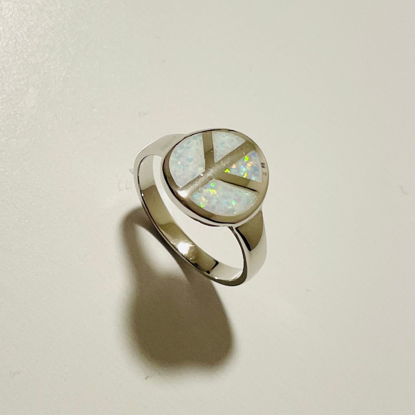 Fire Opal Peace Sign Sterling Silver Ring, Hippie Ring, Unisex Ring, Love Ring, Peace Ring, Religious Ring, Opal Ring, Statement Ring