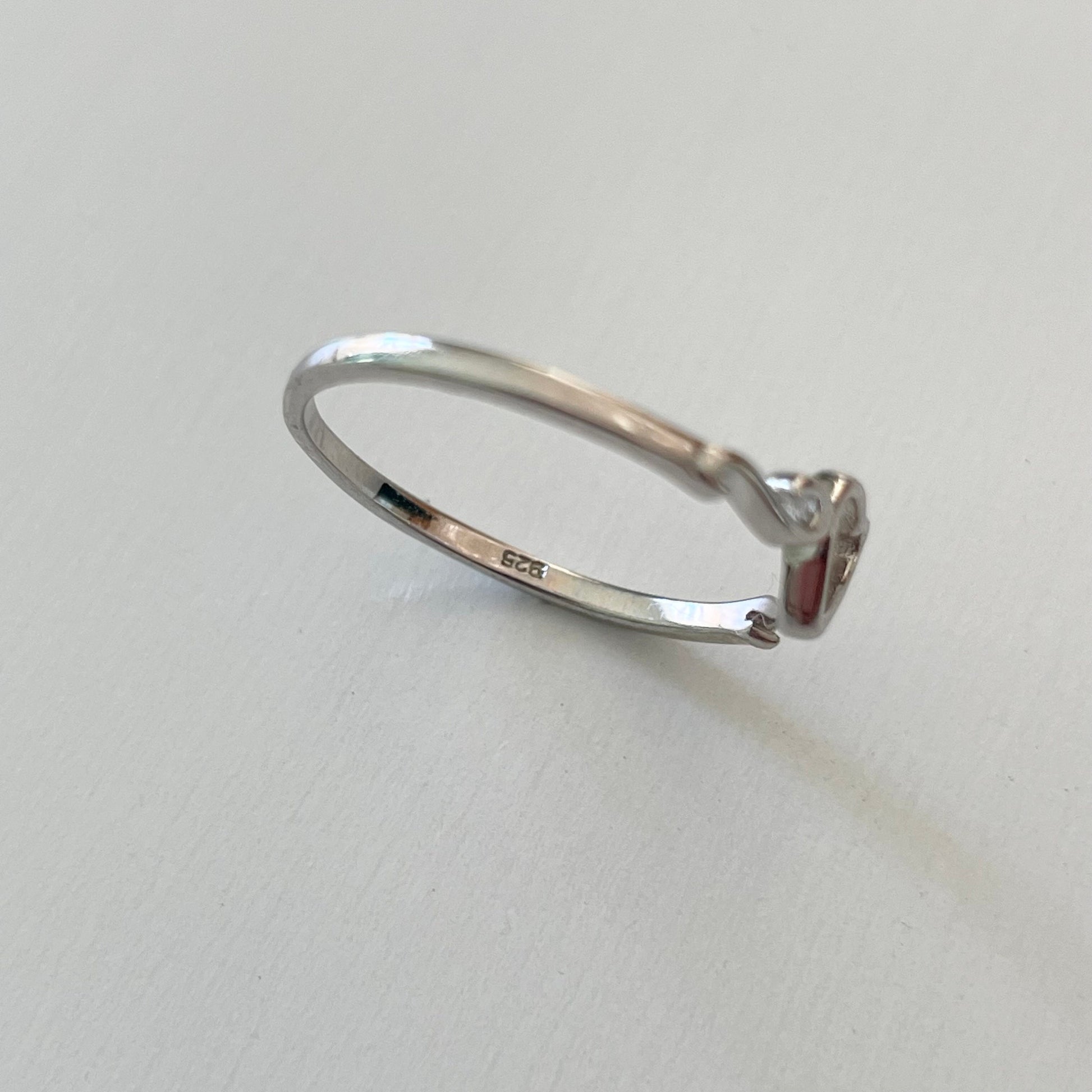 Dainty Sterling Silver Heart Ring: Swirl Design