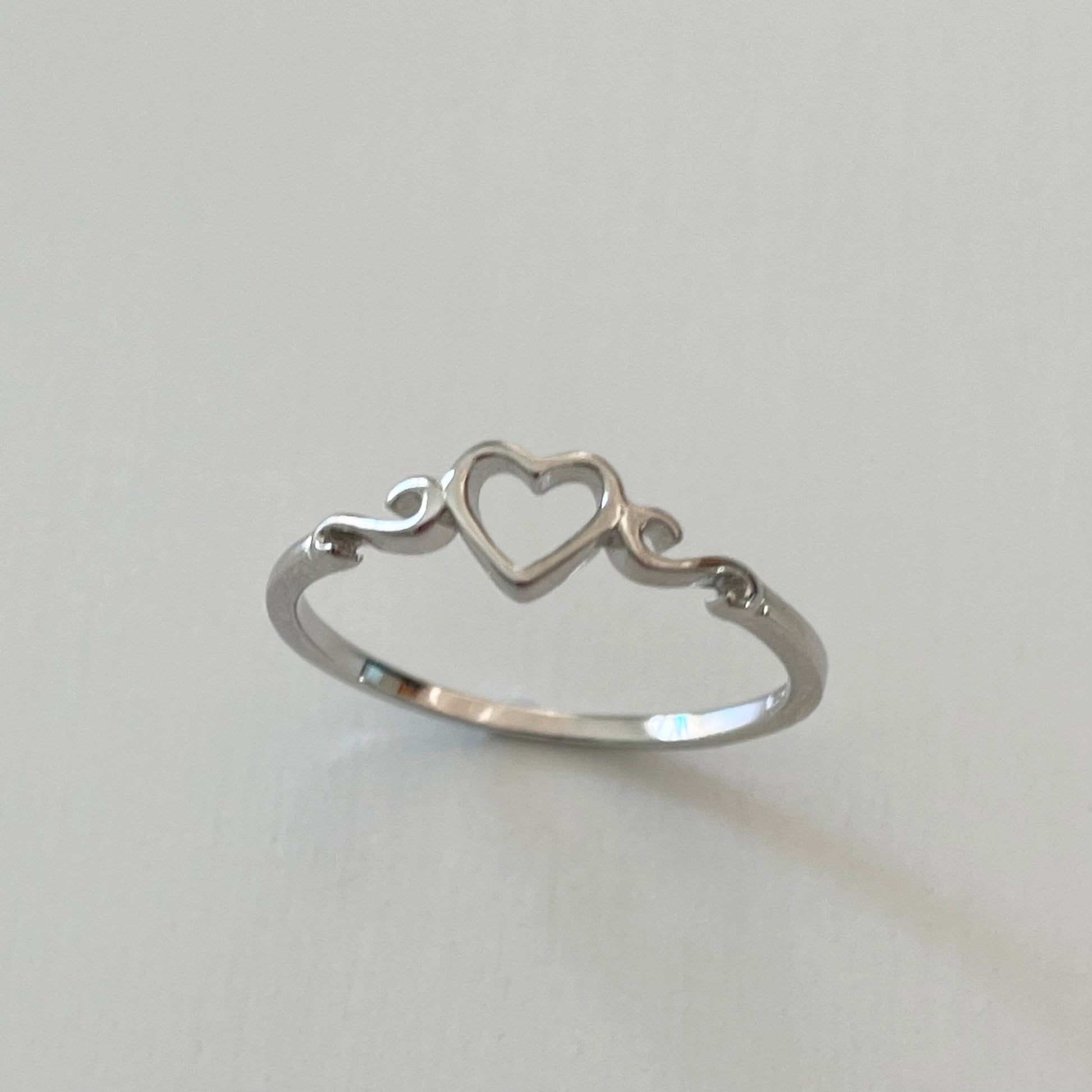 Dainty Heart Swirl Sides Sterling Silver Ring, Heart Ring, Love Ring, Heart Promise Ring, Anniversary Ring, I love you Ring, Thank You Ring