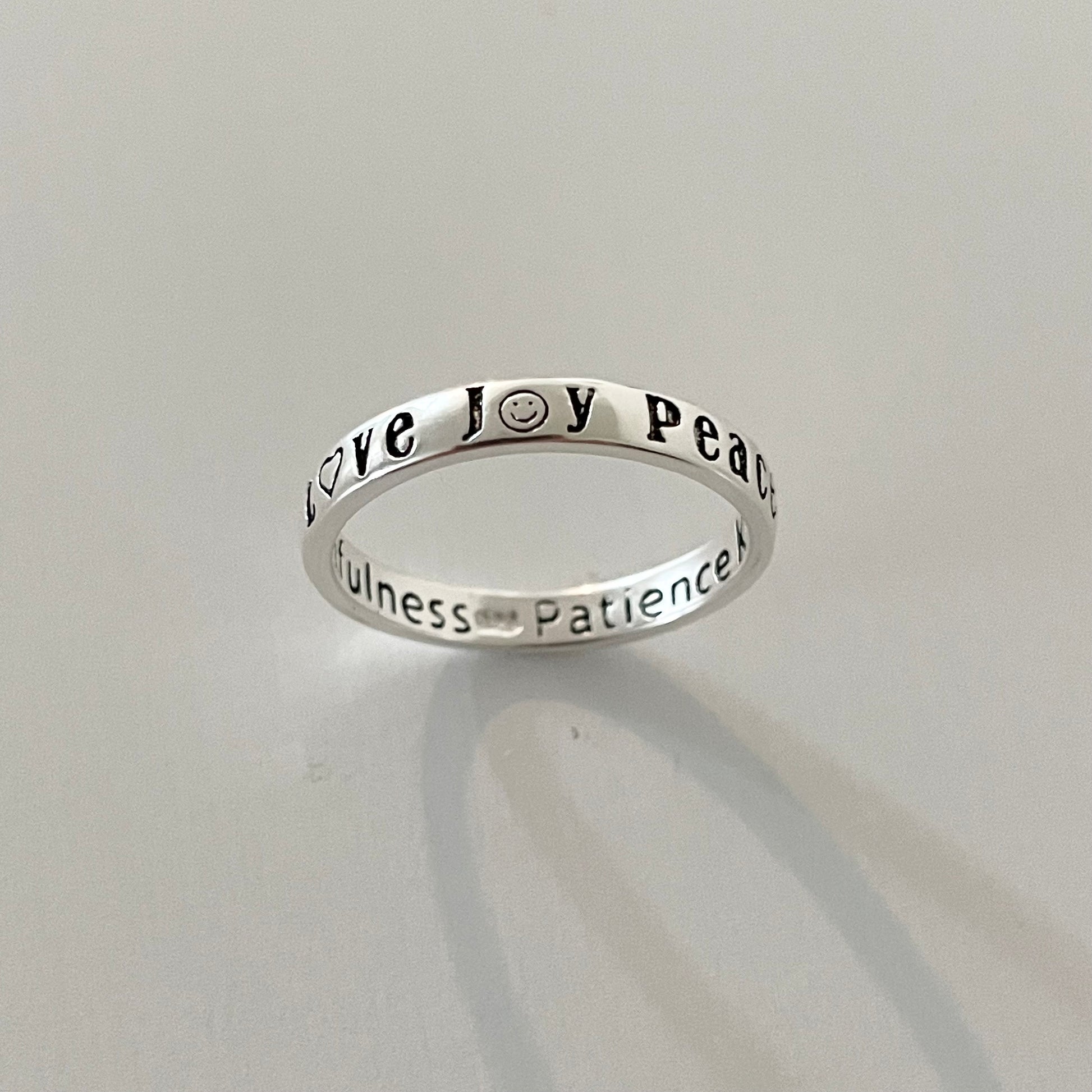 Sterling Silver Peace Love Joy Ring and Inside Band Faithfulness Patience Kindness Goodness, Love Ring, Silver Ring, Heart Ring, Boho Ring