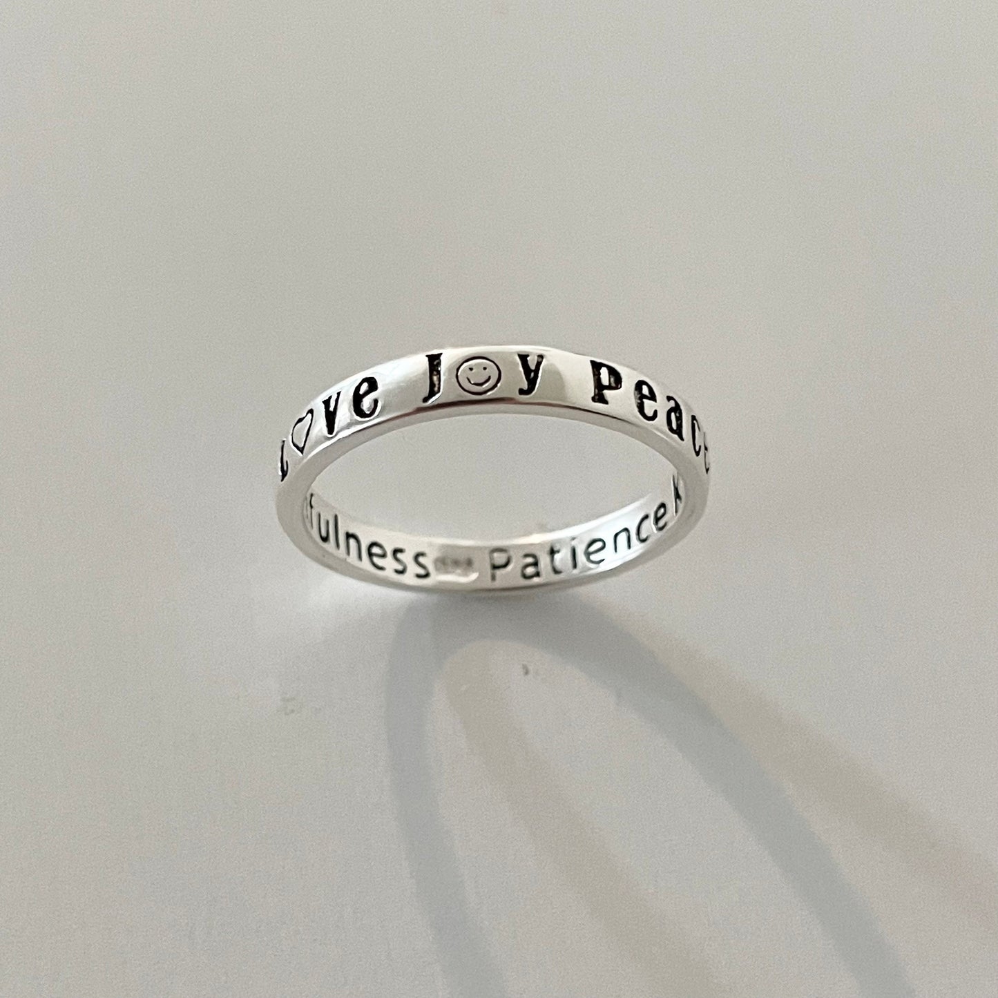 Sterling Silver Peace Love Joy Ring: Midi/Thumb/Toe Ring