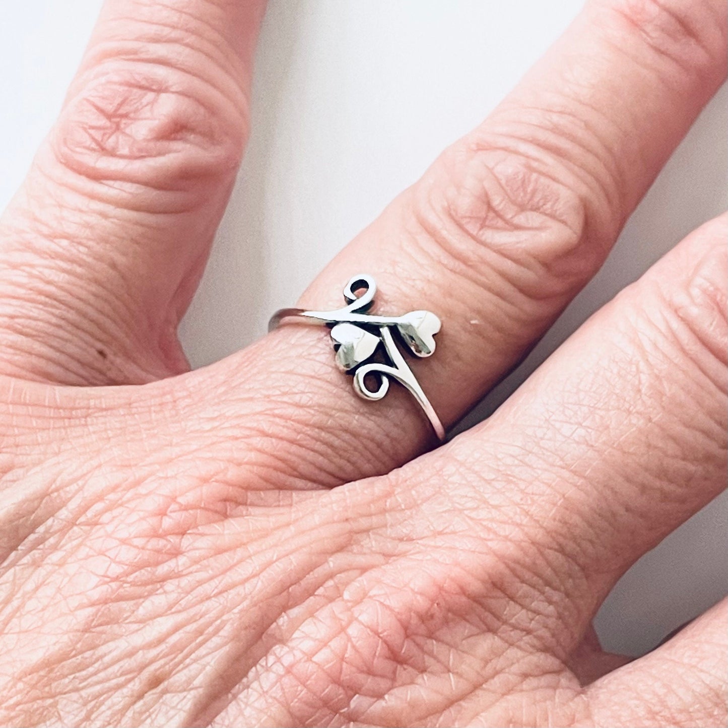 Sterling Silver Double Heart Swirl Ring: Dainty Love Jewelry