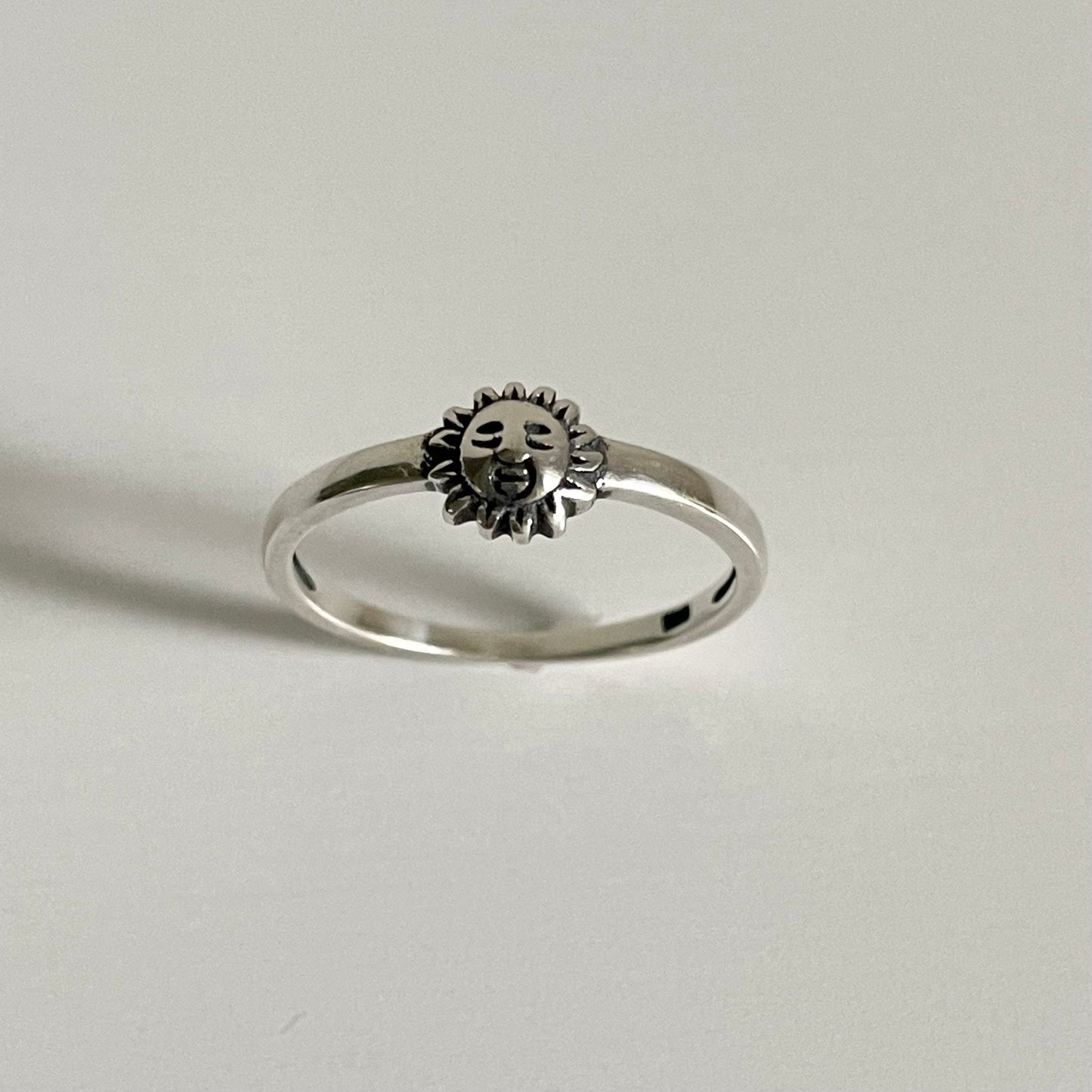 Sterling Silver Sun Face Ring: Celestial Sunshine Jewelry