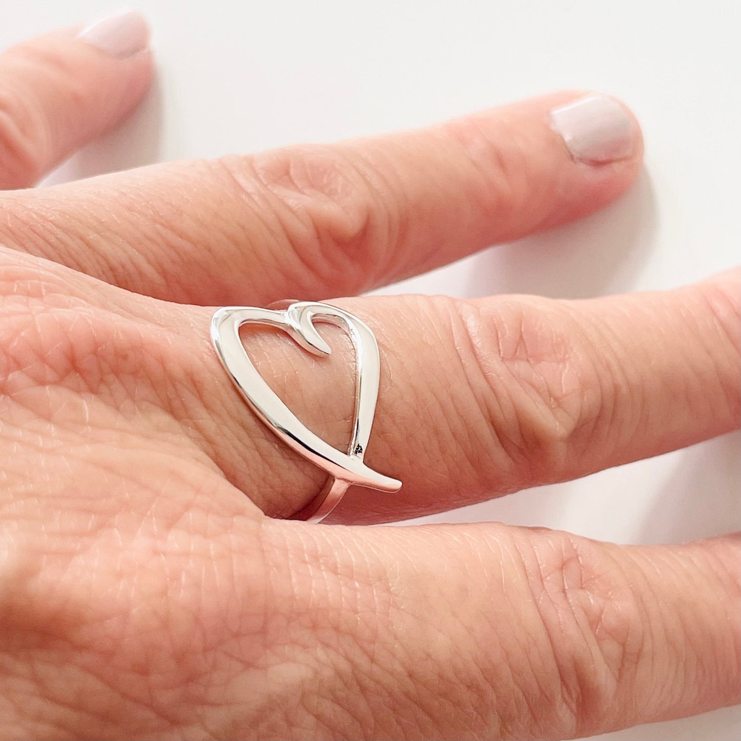Sterling Silver Sideways Heart Ring: Promise Love Ring