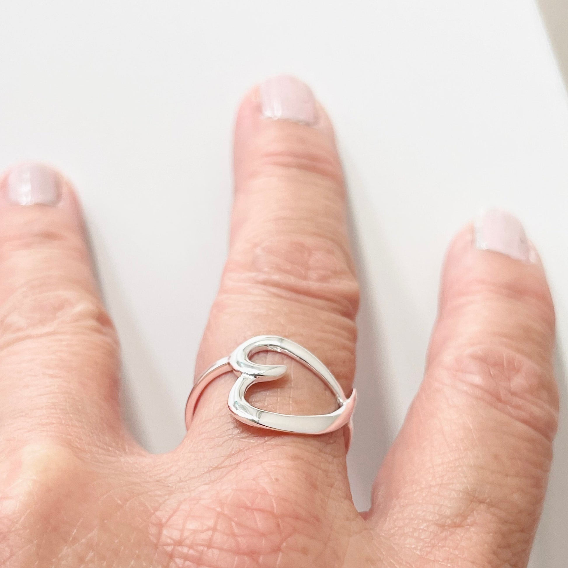 Sterling Silver Sideways Heart Ring: Promise Love Ring