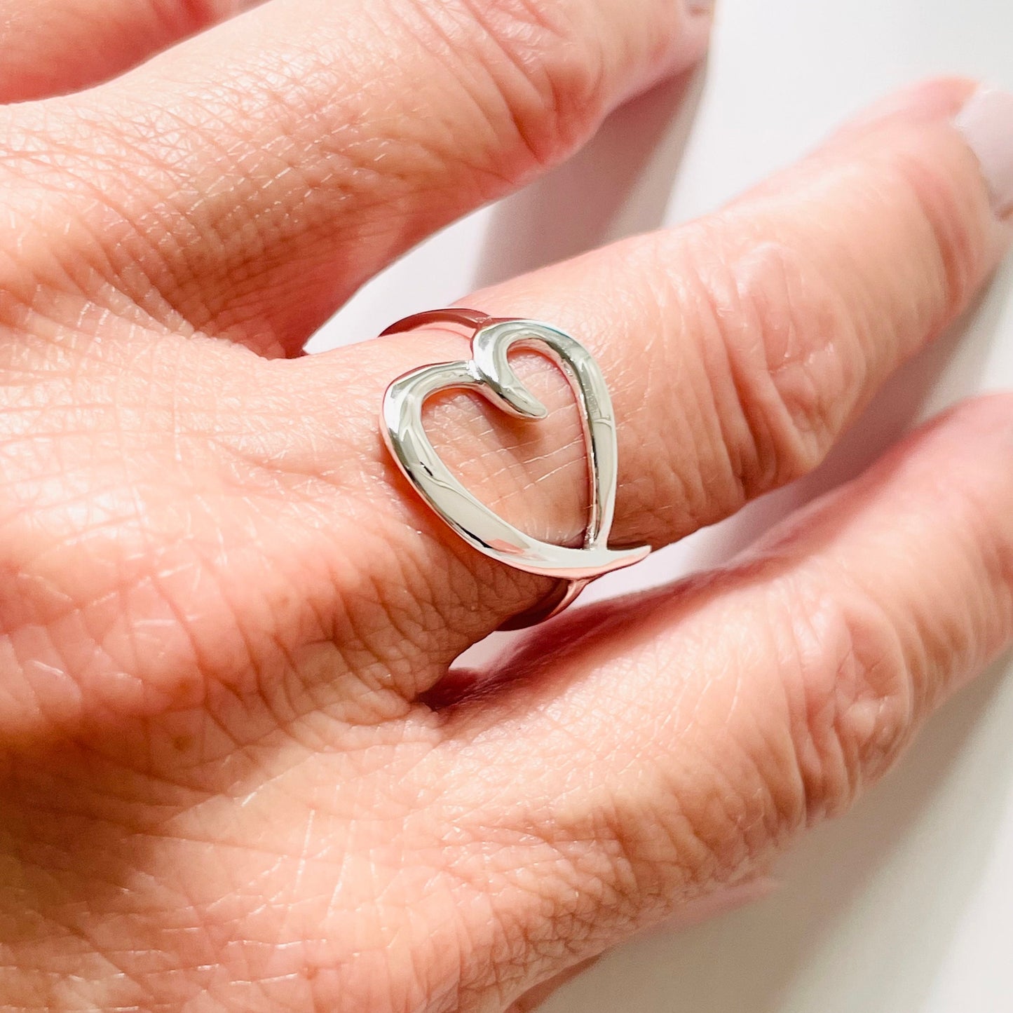 Sterling Silver Sideways Heart Ring: Promise Love Ring