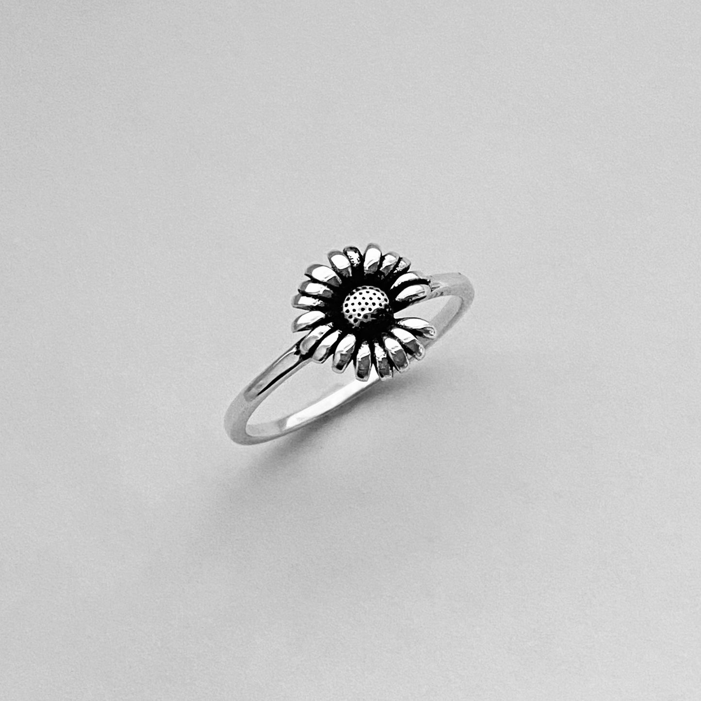 Dainty Sunflower Missing a Petal Sterling Silver Ring, Dainty Ring, Sunflower Ring, Boho Ring, Flower Ring, Floral Ring, Love Ring.