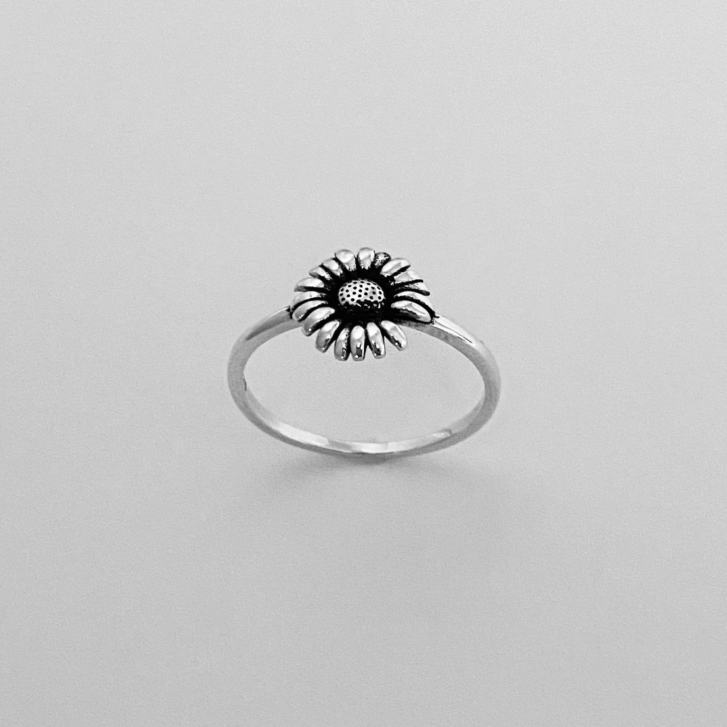 Dainty Sunflower Missing a Petal Sterling Silver Ring, Dainty Ring, Sunflower Ring, Boho Ring, Flower Ring, Floral Ring, Love Ring.