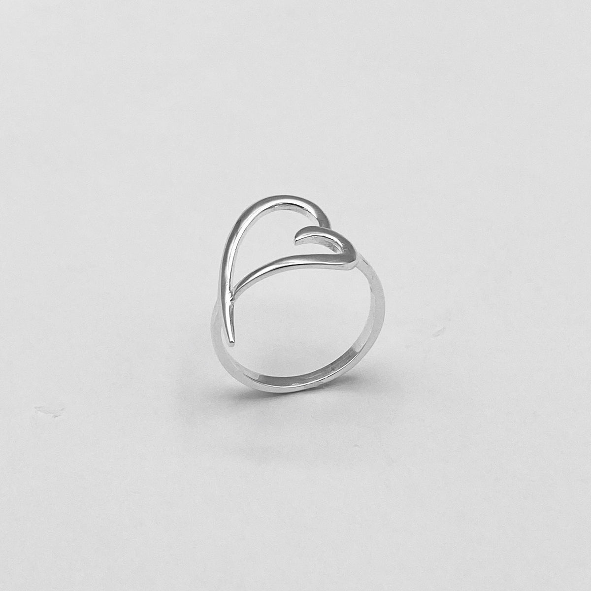 Sterling Silver Sideways Heart Ring: Promise Love Ring