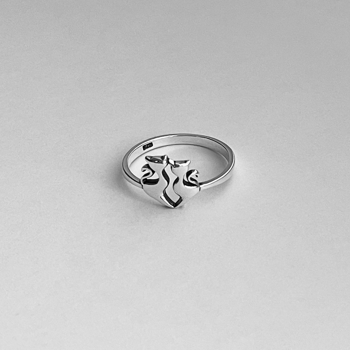 Sterling Silver Cats Ring, Mother Daughter Cats Ring, Father Daughter or Son Cats Ring, Cats Lover Ring, Kitty Ring, Silver Cats Ring