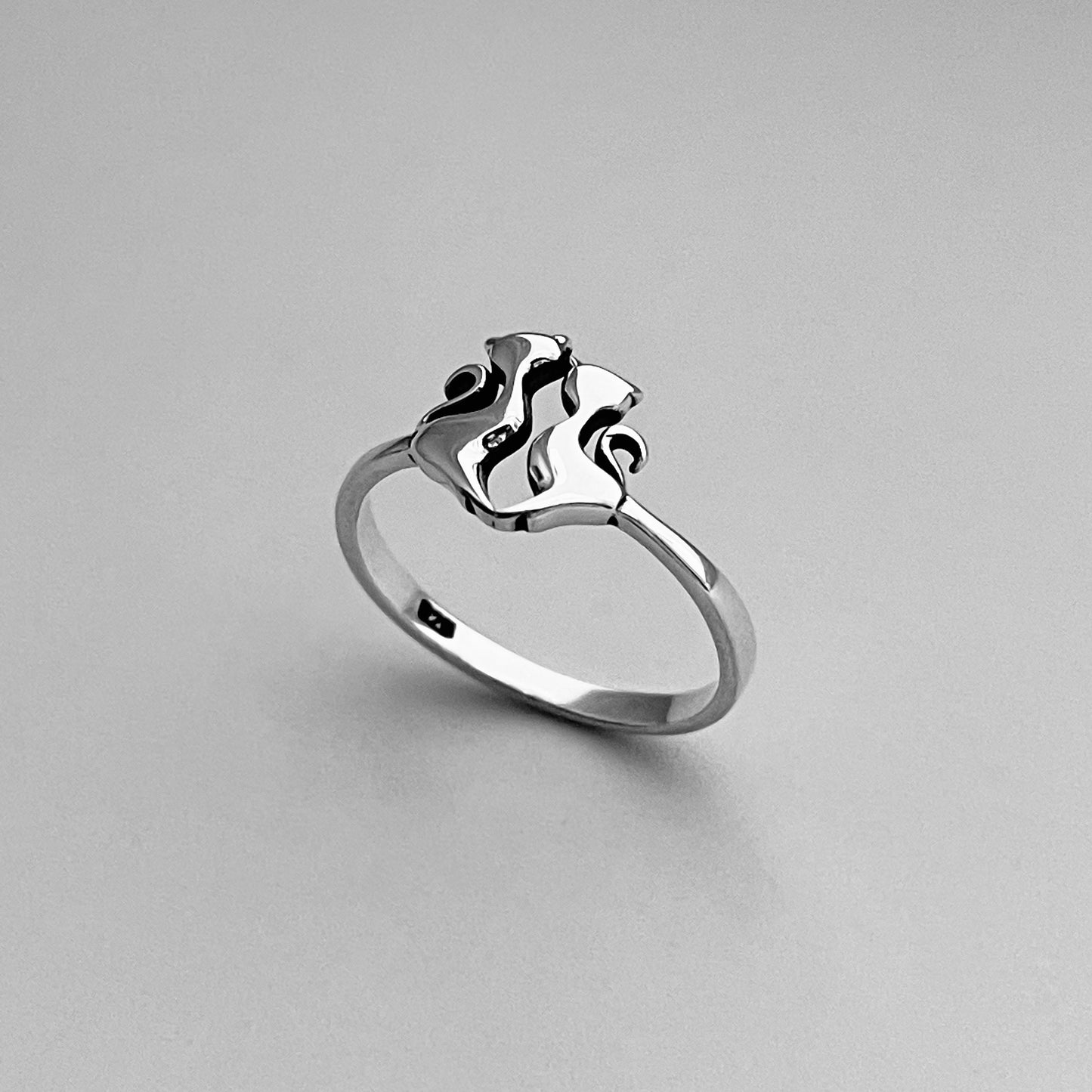 Sterling Silver Cats Ring: Mother Daughter Kitty Jewelry