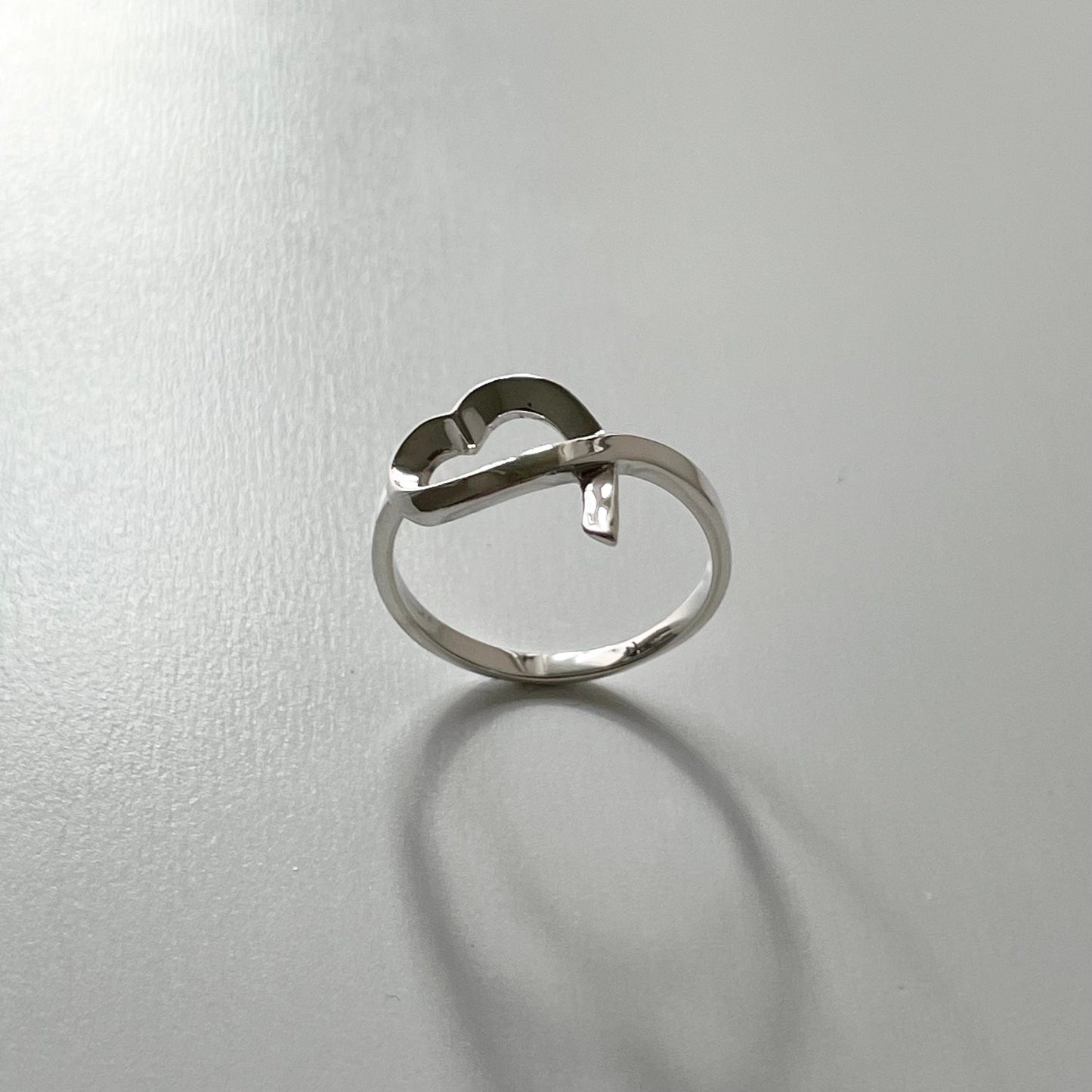 Sterling Silver Open Heart Crossover Ring: Boho Promise Ring