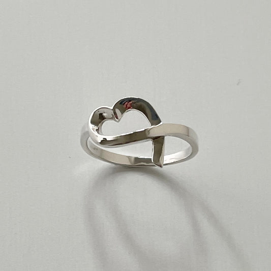 Sterling Silver Open Heart Crossover Ring: Boho Promise Ring