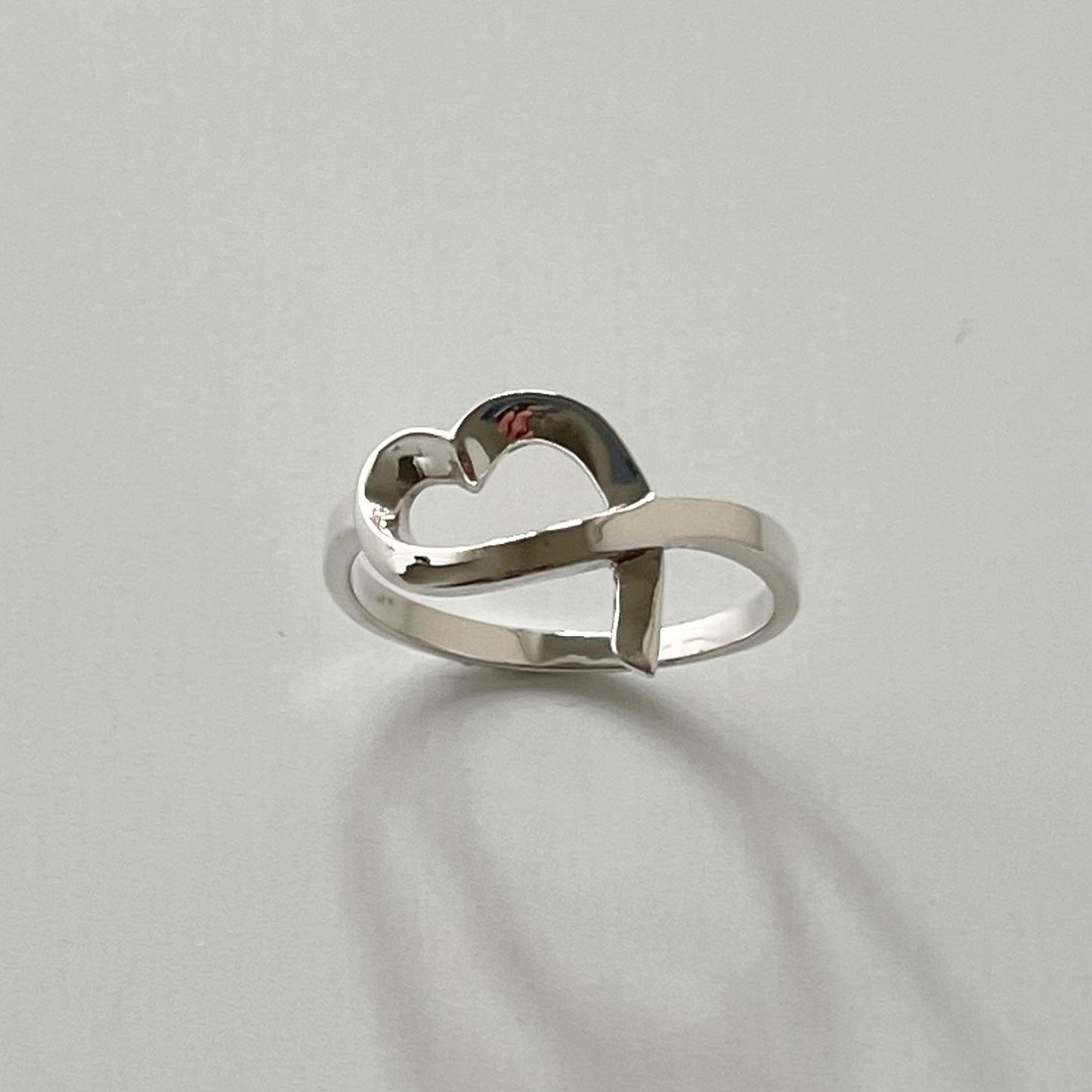 Sterling Silver Open Heart Crossover Ring: Boho Promise Ring