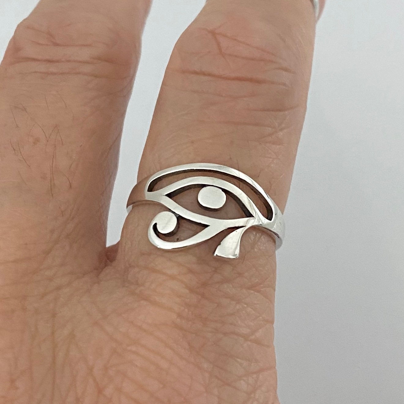 Sterling Silver Large Eye of Horus, Ra Eye, Religious Ring, Protection Ring, Silver Ring, Restoration Ring, Eye Ring