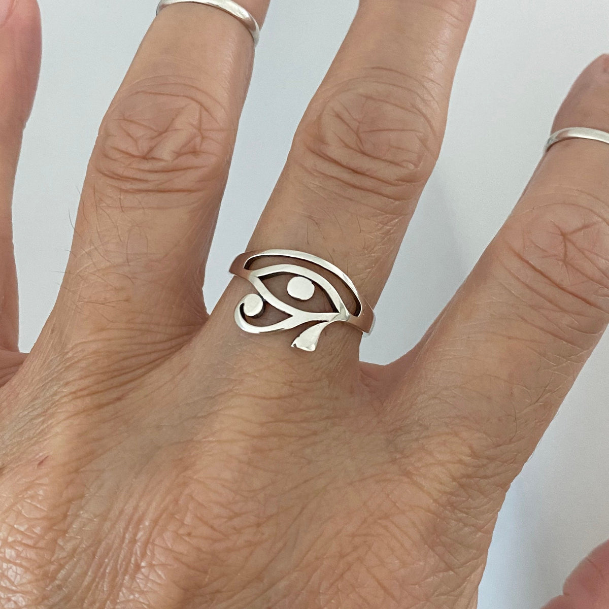 Sterling Silver Eye of Horus Ring: Religious Protection Jewelry