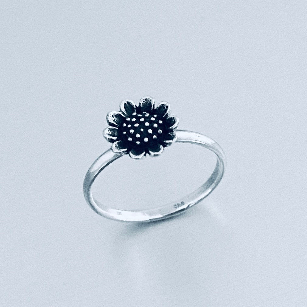 Sterling Silver Tiny Sunflower Ring, Sunflower Ring, Flower Ring, Danity Ring, Flower Ring, Boho Ring.