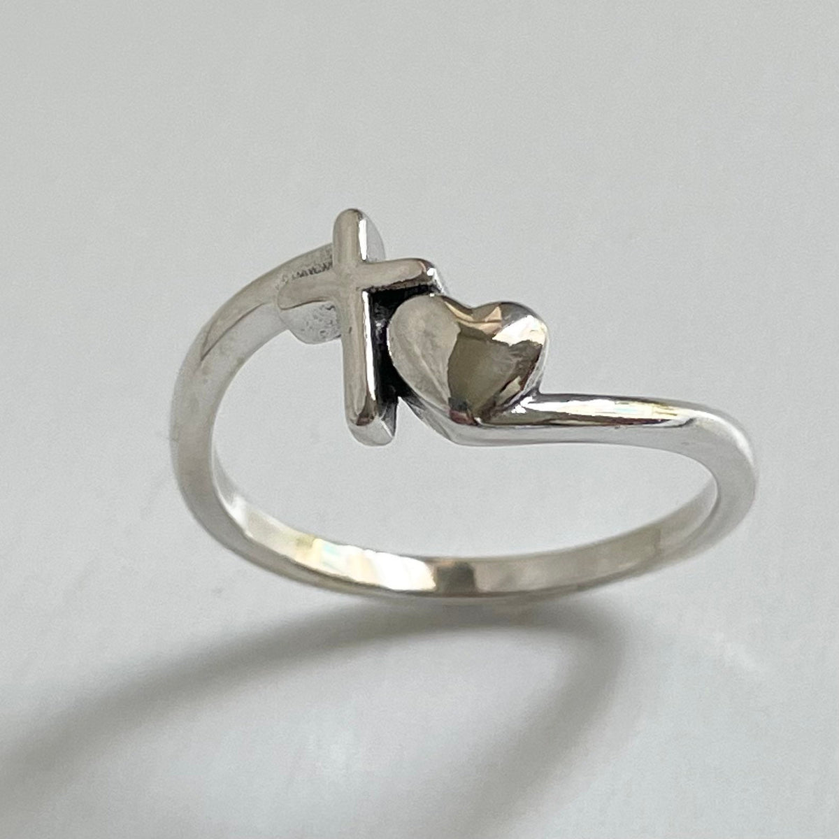 Sterling Silver Cross Heart Ring: Religious Promise Jewelry