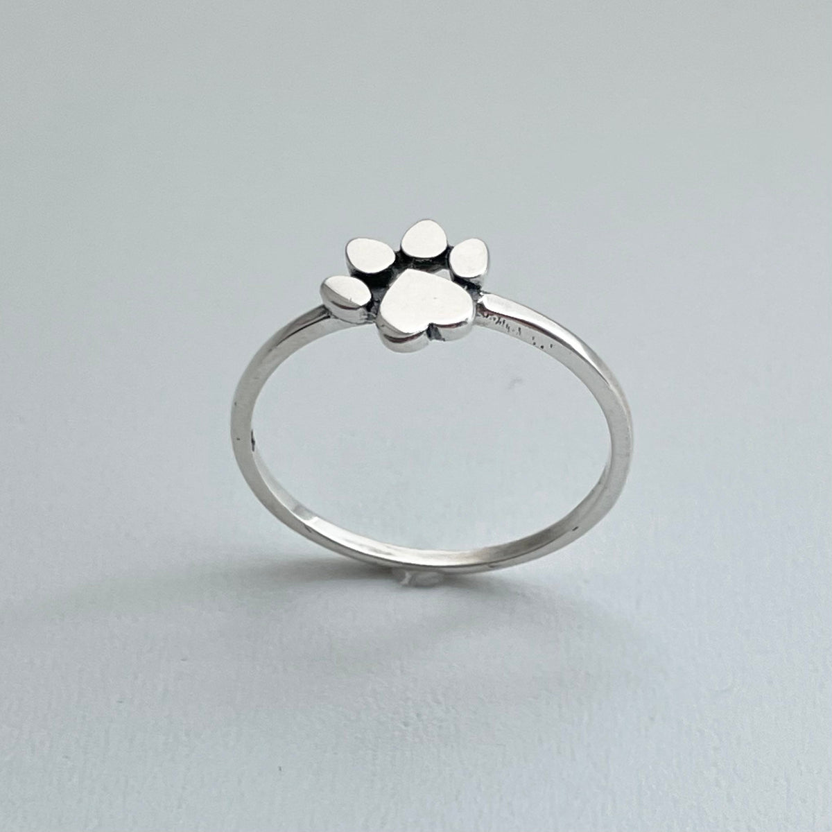 Sterling Silver Paw Print Heart Ring: Animal Lover Jewelry