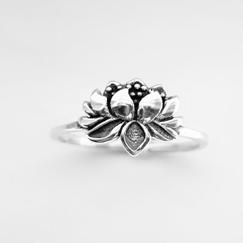 Sterling Silver Lotus Flower Ring, Silver Louts Ring, Lotus Meditation Ring, Zen Ring, Lotus Promise Ring, Just Because, Symbol Purity Ring