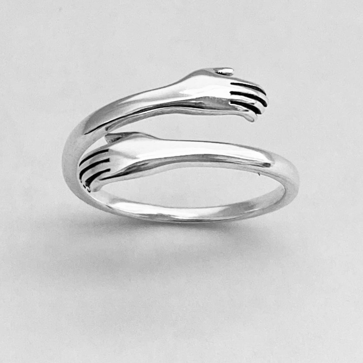 Sterling Silver Hugging Ring, Silver Hug Ring, Promise Love Ring, Friendship Hug Ring, Delicate Ring, Hand Ring, thinking of you Ring.