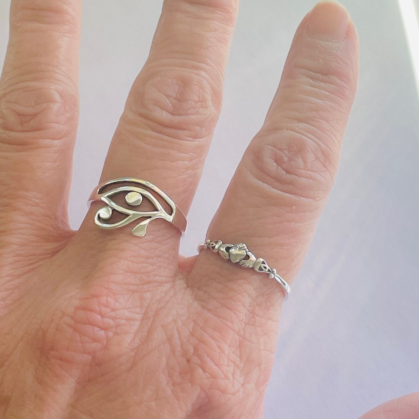 Sterling Silver Eye of Horus Ring: Religious Protection Jewelry