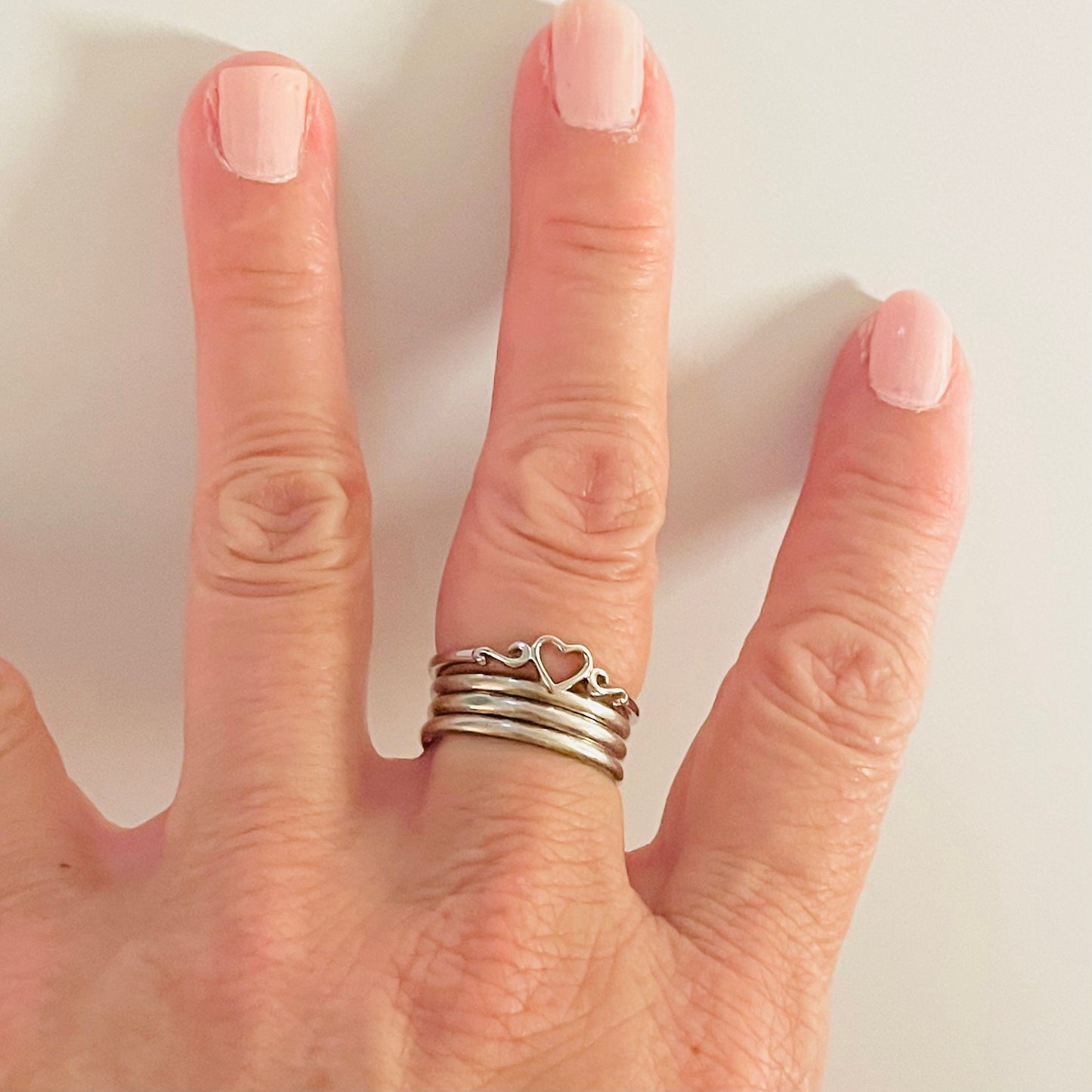 Dainty Sterling Silver Heart Ring: Swirl Design