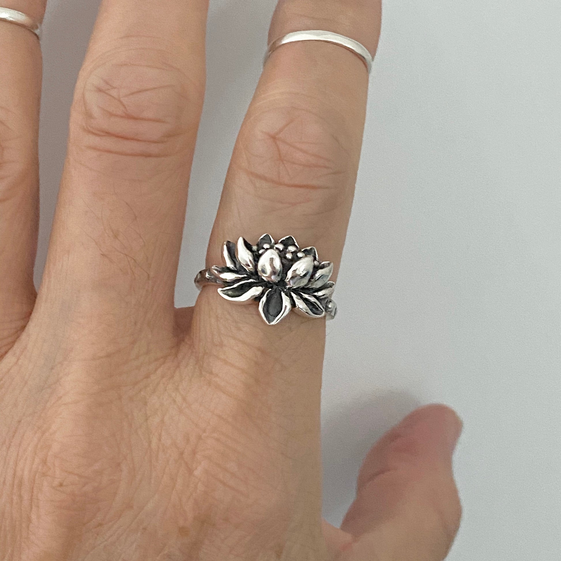 Sterling Silver Lotus Flower Ring, Silver Louts Ring, Lotus Meditation Ring, Zen Ring, Lotus Promise Ring, Just Because, Symbol Purity Ring