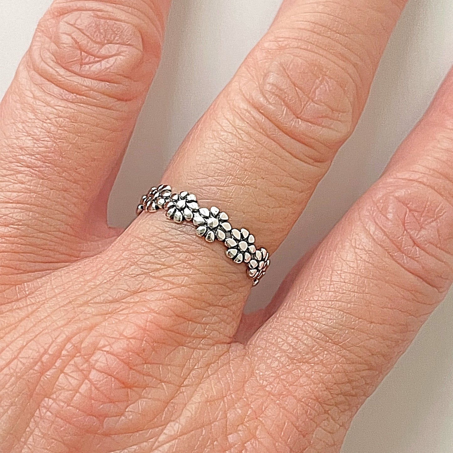 Forget Me Not Flower Sterling Silver Ring: Hawaii Wedding Band