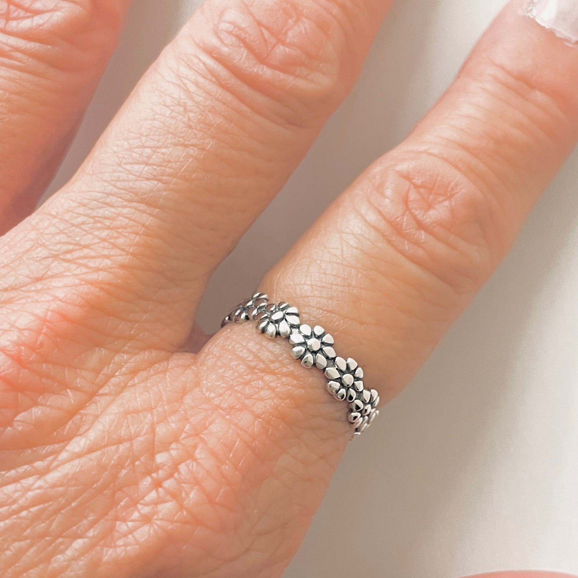 Forget Me Not Flower Sterling Silver Ring: Hawaii Wedding Band