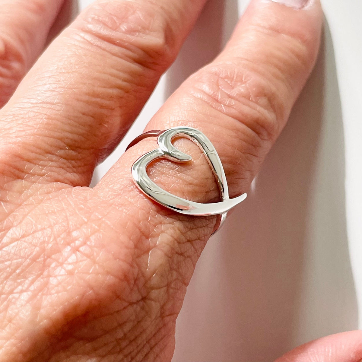 Sterling Silver Sideways Heart Ring: Promise Love Ring