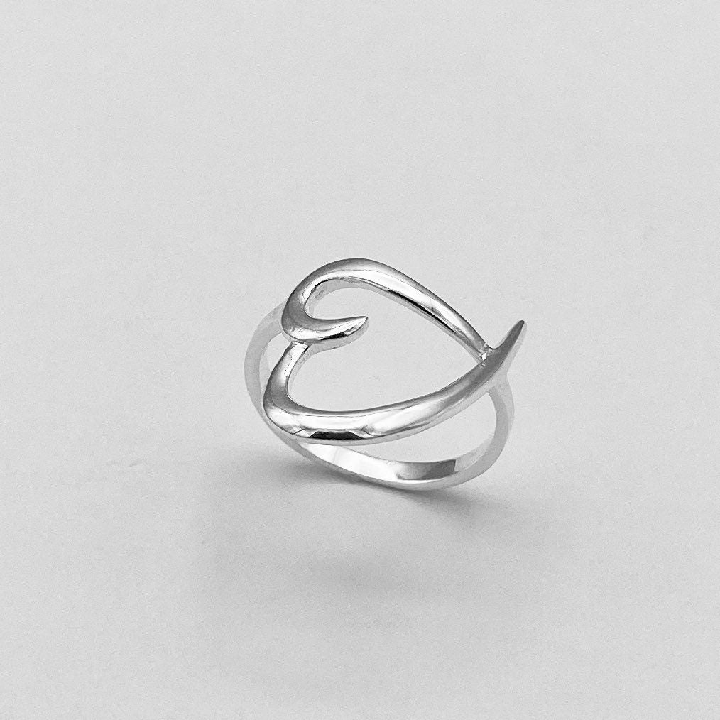 Sterling Silver Sideways Heart Ring: Promise Love Ring
