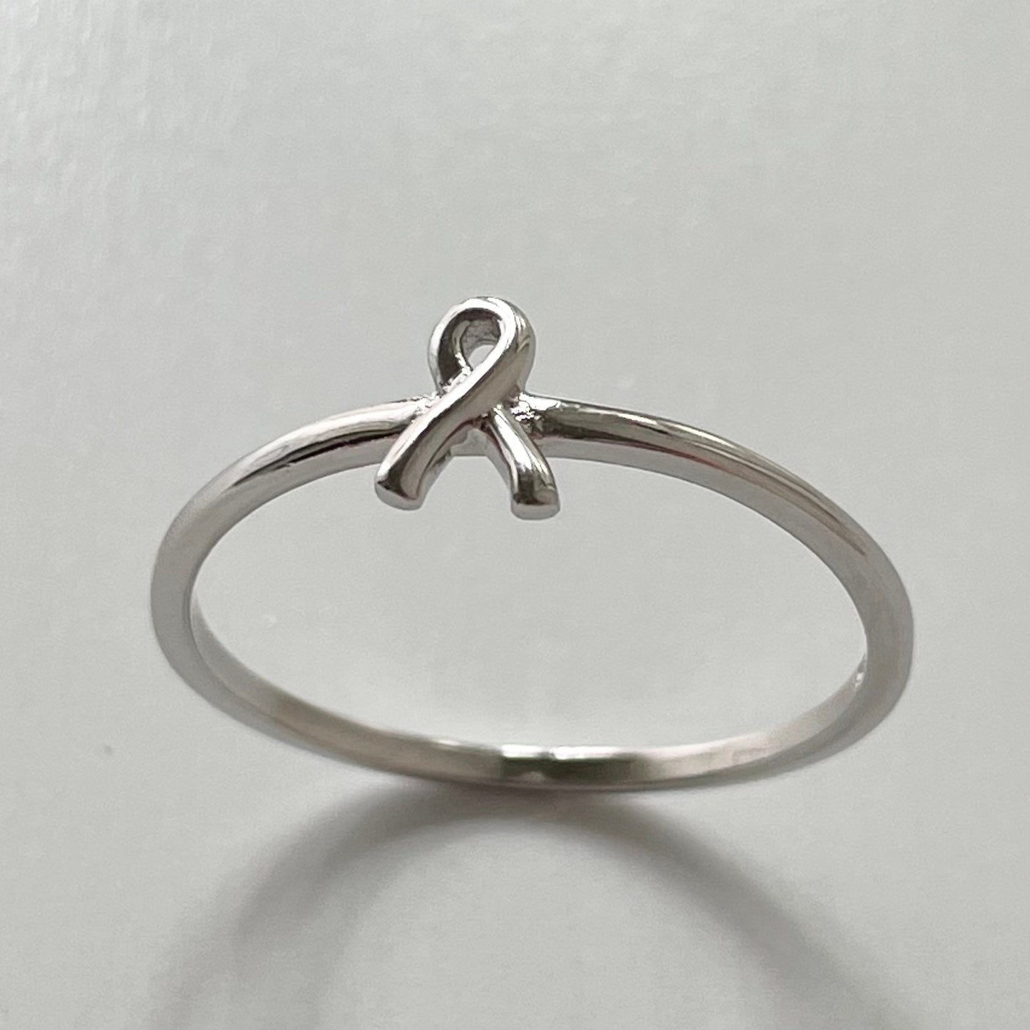 Sterling Silver Breast Cancer Ribbon Ring: Dainty Hope Ring