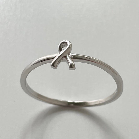 Sterling Silver Breast Cancer Ribbon Ring: Dainty Hope Ring