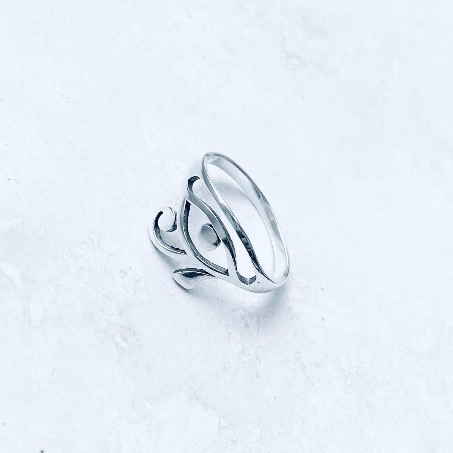 Sterling Silver Eye of Horus Ring: Religious Protection Jewelry