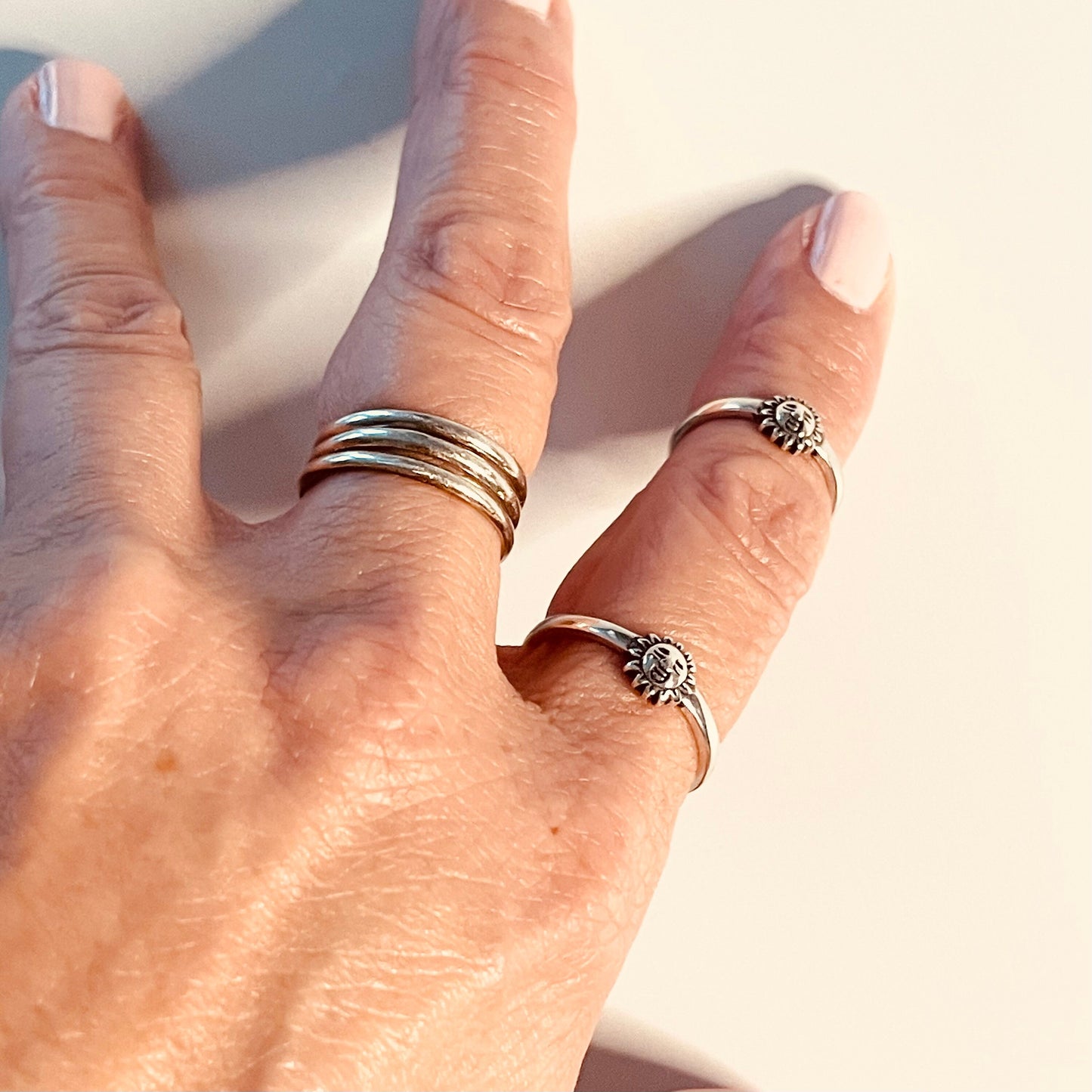 Sterling Silver Sun Face Ring: Celestial Sunshine Jewelry