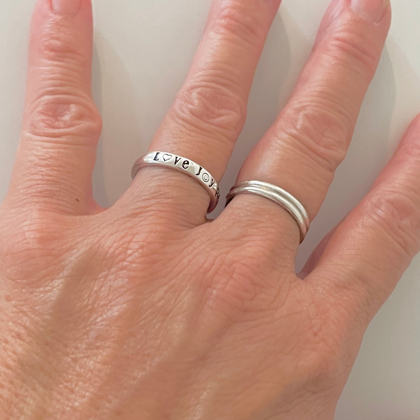Sterling Silver Peace Love Joy Ring: Midi/Thumb/Toe Ring