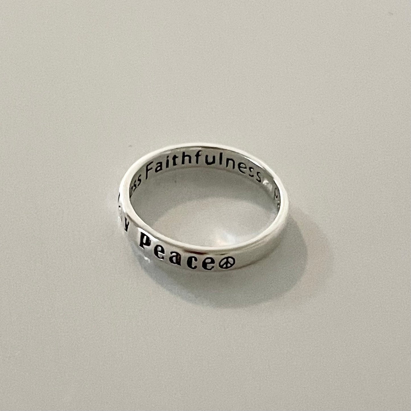 Sterling Silver Peace Love Joy Ring and Inside Band Faithfulness Patience Kindness Goodness, Love Ring, Silver Ring, Heart Ring, Boho Ring