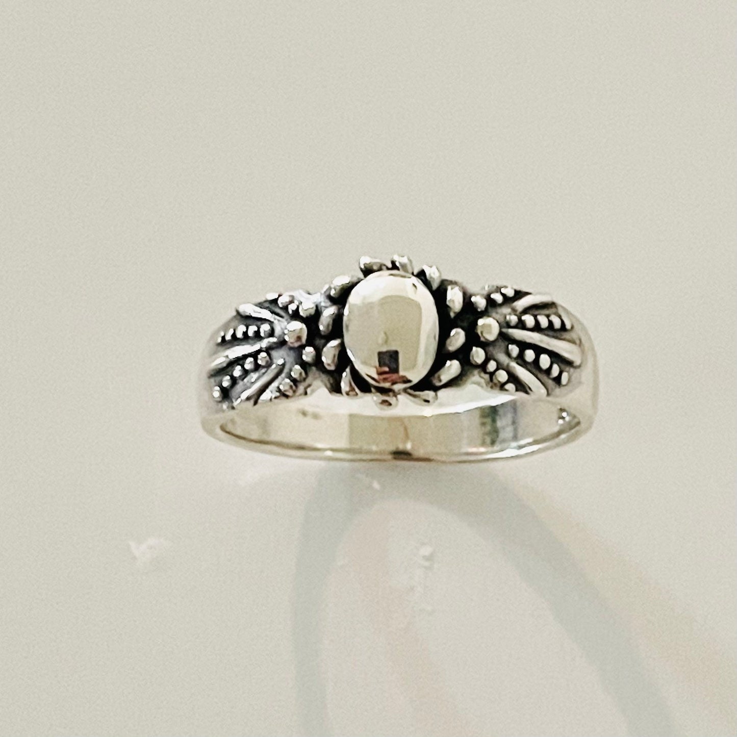 Oxidized Sterling Silver Sun and Flower Ring: Celestial Boho Jewelry