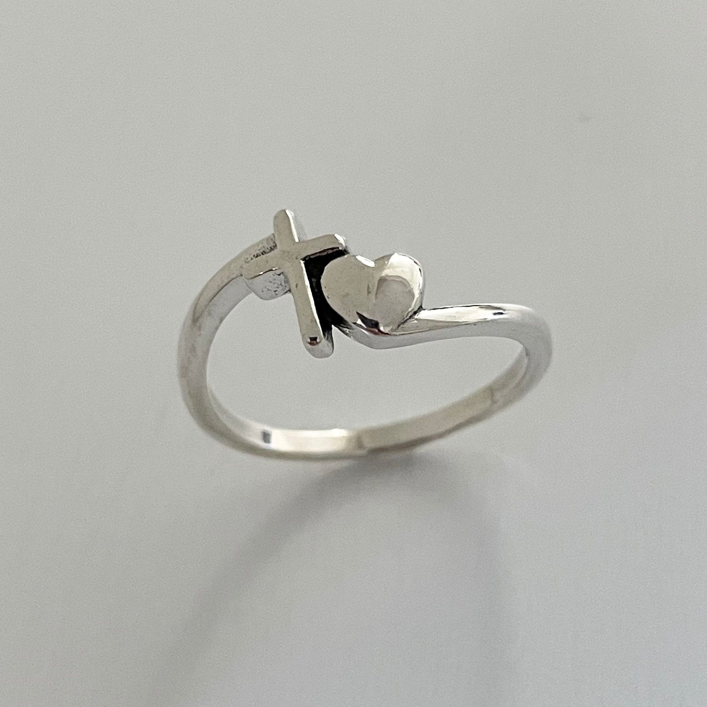Sterling Silver Cross Heart Ring: Religious Promise Jewelry
