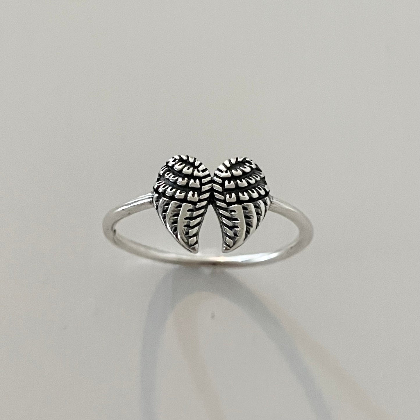 Sterling Silver Angel Wing Ring: Dainty Boho Religious Jewelry