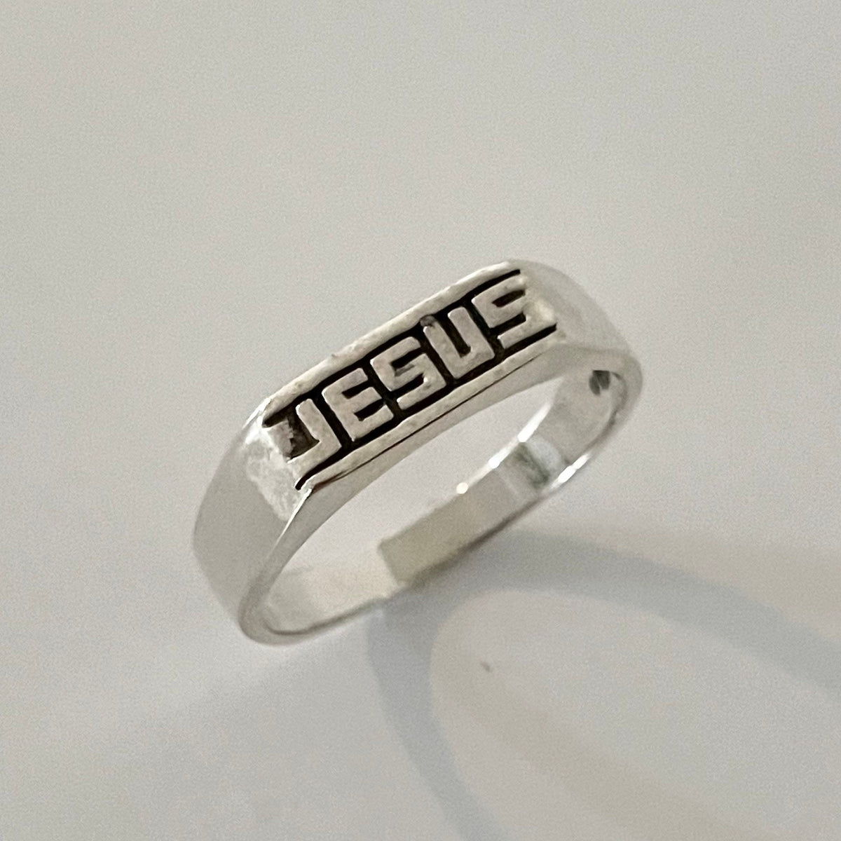 Sterling Silver Jesus Ring: Unisex Religious Statement Band