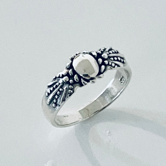 Oxidized Sterling Silver Sun and Flower Ring: Celestial Boho Jewelry