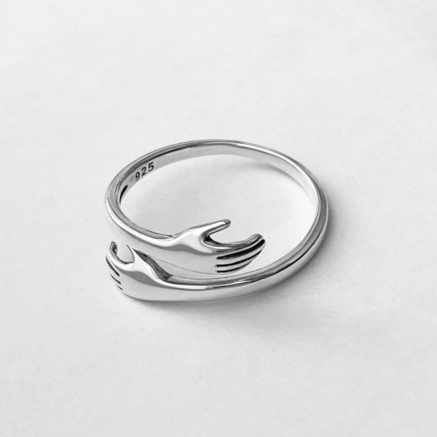 Sterling Silver Hugging Ring, Silver Hug Ring, Promise Love Ring, Friendship Hug Ring, Delicate Ring, Hand Ring, thinking of you Ring.