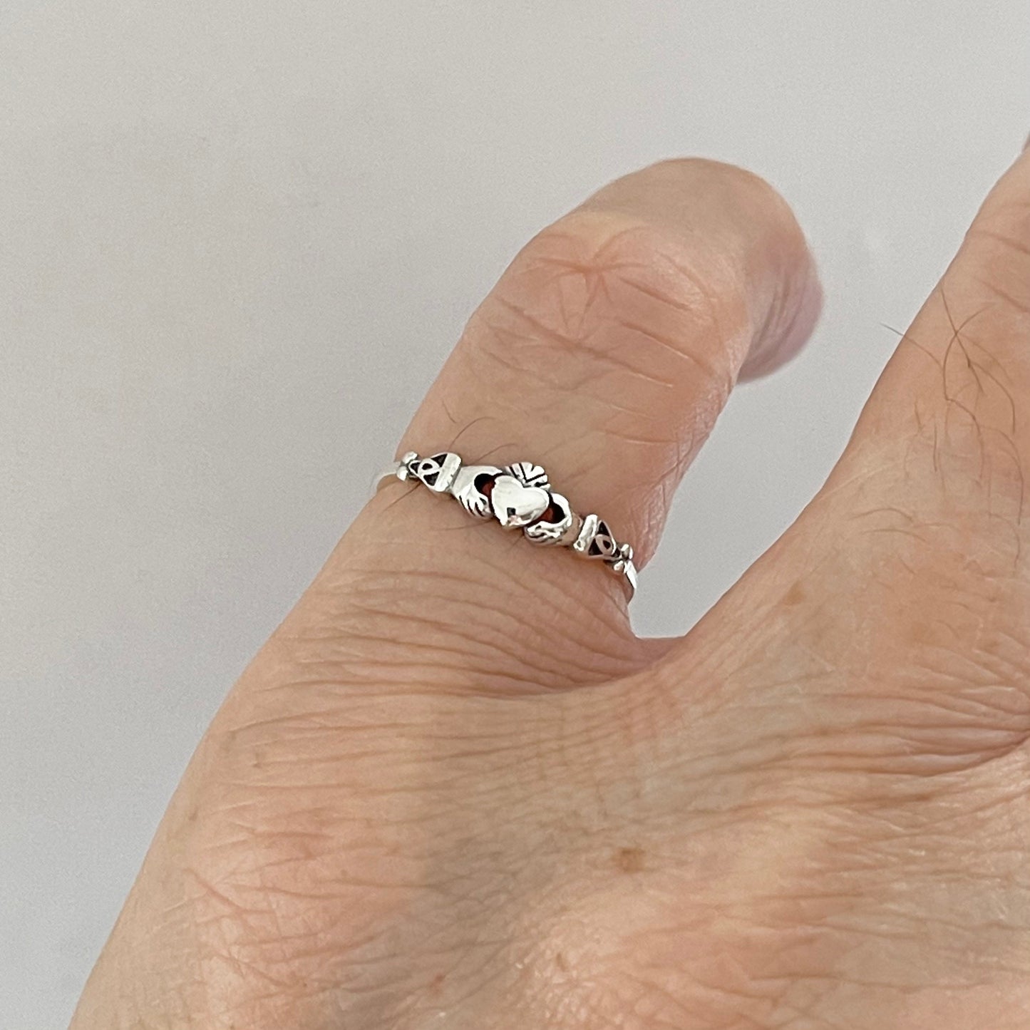 Sterling Silver Celtic Claddagh Toe Ring: Oxidized Irish Friendship Jewelry